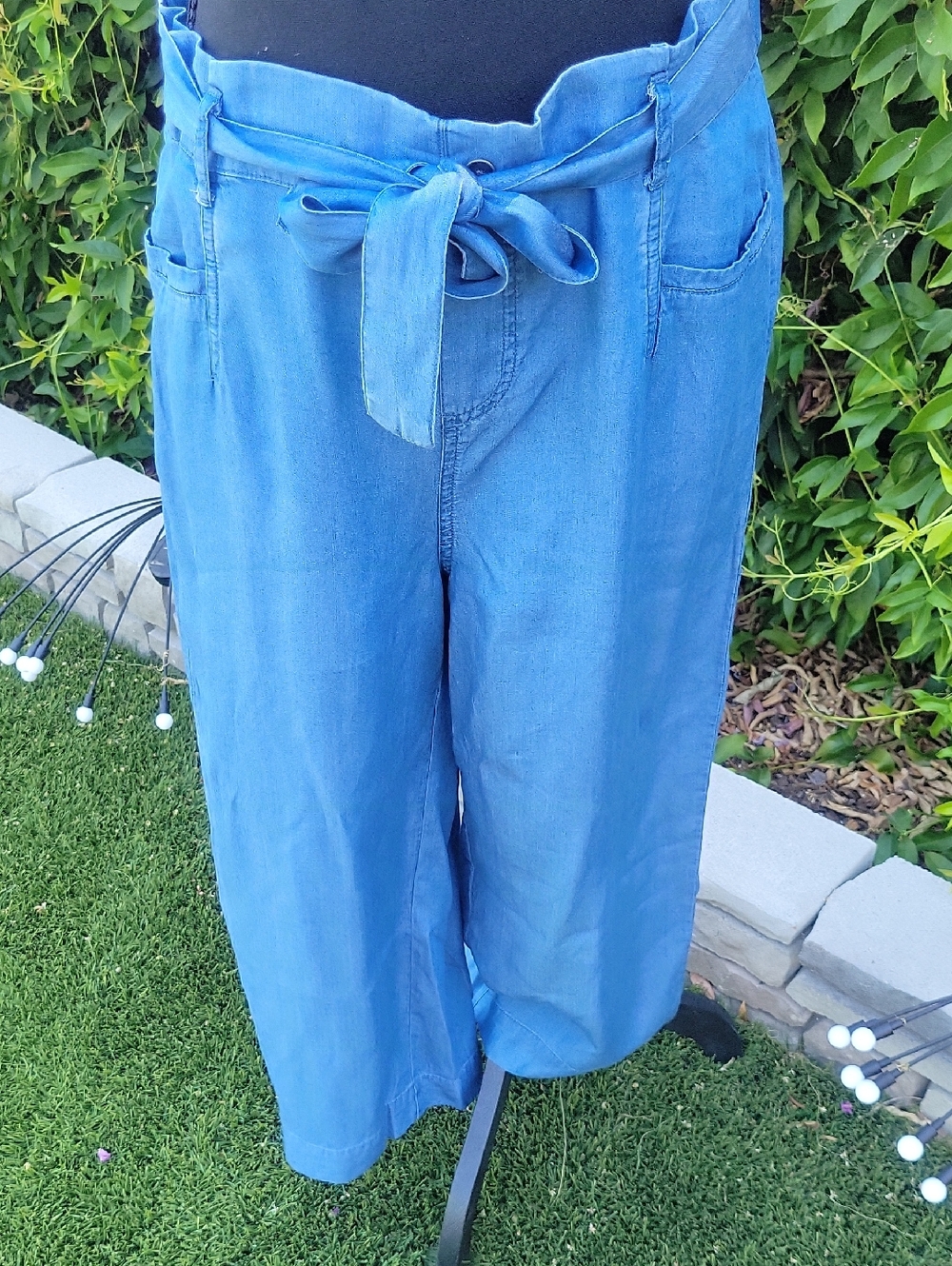 Zac & Rachel Blue Lyocell wideleg Crop Pants